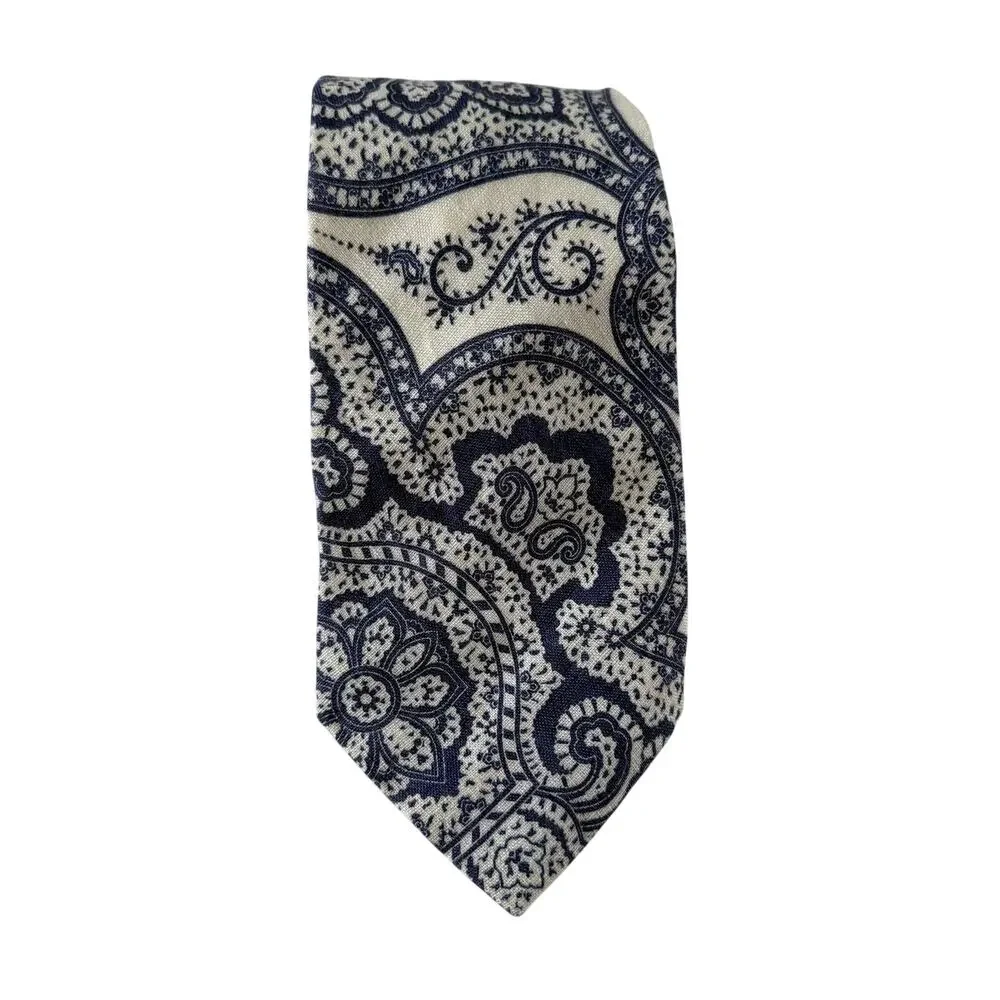 NWT Banana Repbanana republicublic Blue Paisely 100% Linen Tie